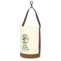 Klein Tools 5104S Canvas Bucket, Leather Bottom, Swivel Snap, 12-Inch