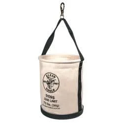 Klein Tools 5109S Canvas Bucket, Straight Wall with Swivel Snap, 12-Inch