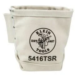 Klein Tools 5416TSR Tool Bag, Bolt Bag with Drain Holes, No. 4 Canvas, 5 x 9 x 10-Inch