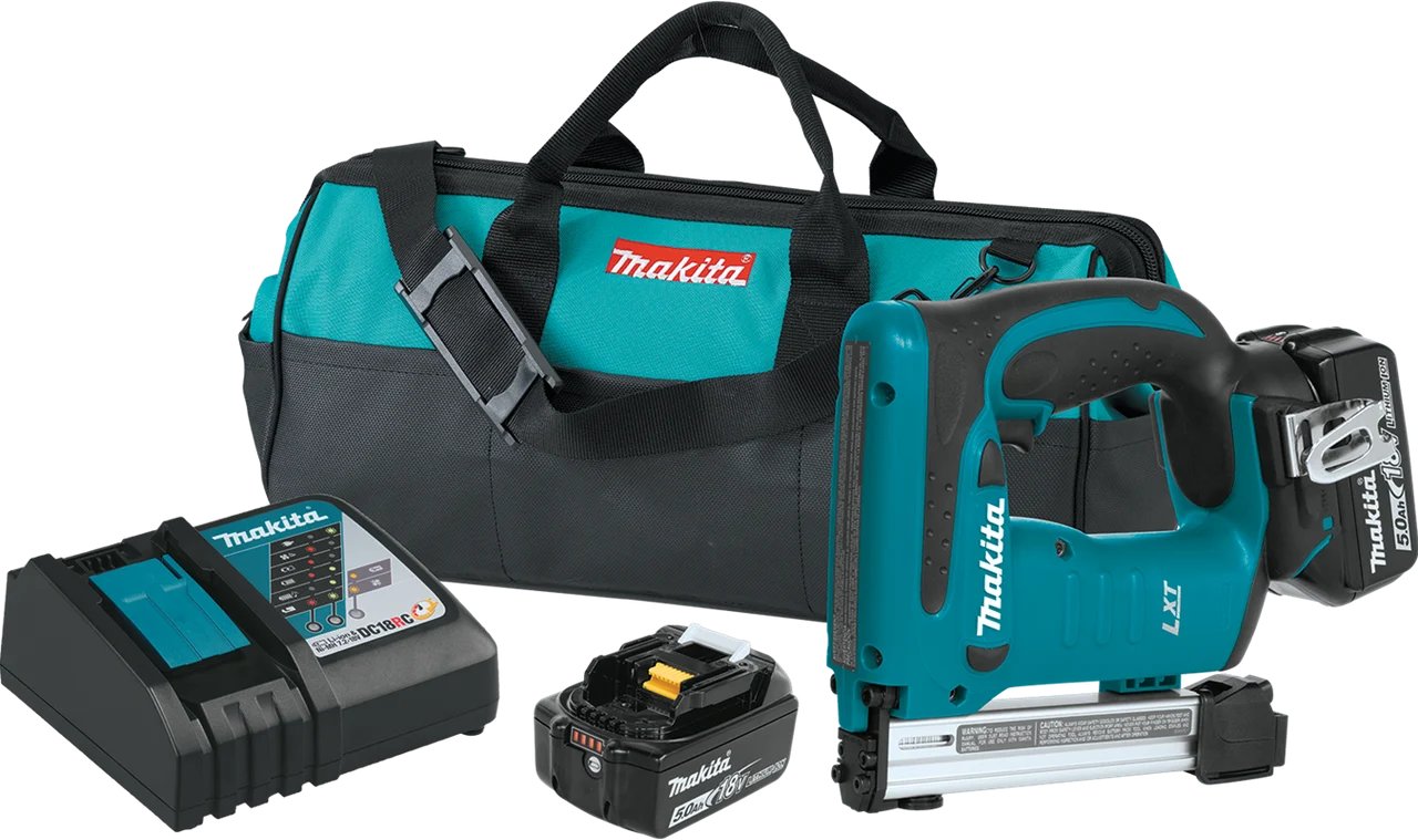 18V LXT? Lithium-Ion Cordless 3/8" Crown Stapler Kit (5.0Ah), Spring-loaded, XTS01T
