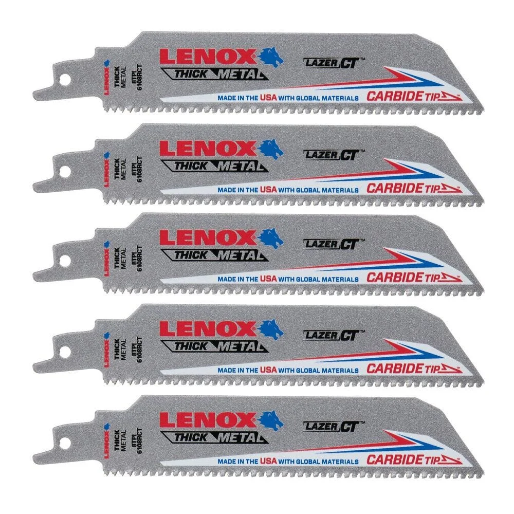 Lenox 2014223 8TPI Lazer CT 6-in. Reciprocating Saw Blade, 5-Pack