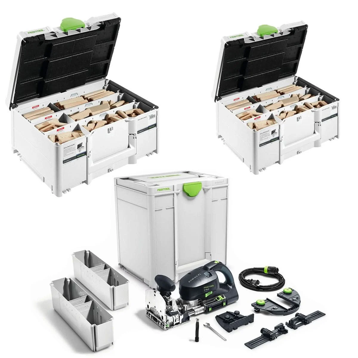 Festool Domino Joiner XL DF 700 EQ Set with Two Domino XL Assortment Systainer3 (8mm / 10mm and 12mm / 14mm) Containers