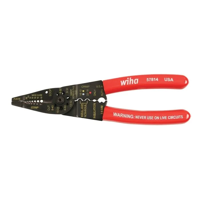 Wiha 57814 Classic Grip Wire Combination Strippers/Crimpers, 8.25 in.
