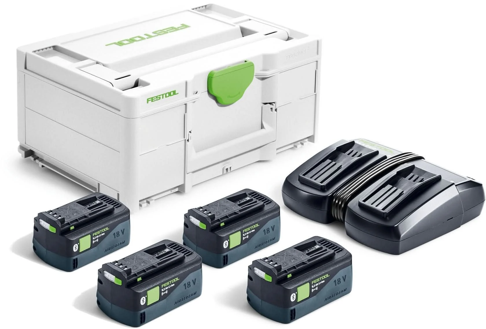Festool 578201 Limited Edition 18V 5.0Ah Battery 4-Pack w/ TCL 6 DUO Charger Energy Systainer Set