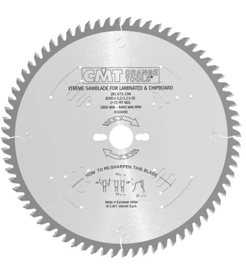 CMT 281.063.09M,8'' + 21/32'',XTreme Laminated and Chipboard Circular Saw Blades