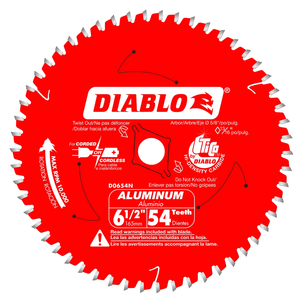 6-1/2 in. x 54 Tooth Medium Aluminum Cutting Saw Blade - 8 per Order