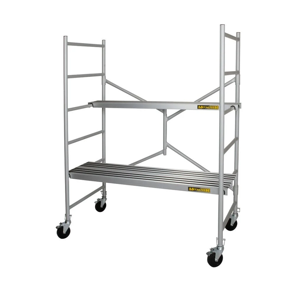 6' High Portable Aluminum Scaffold With 5" Casters And 3 Anti-Slip Platforms