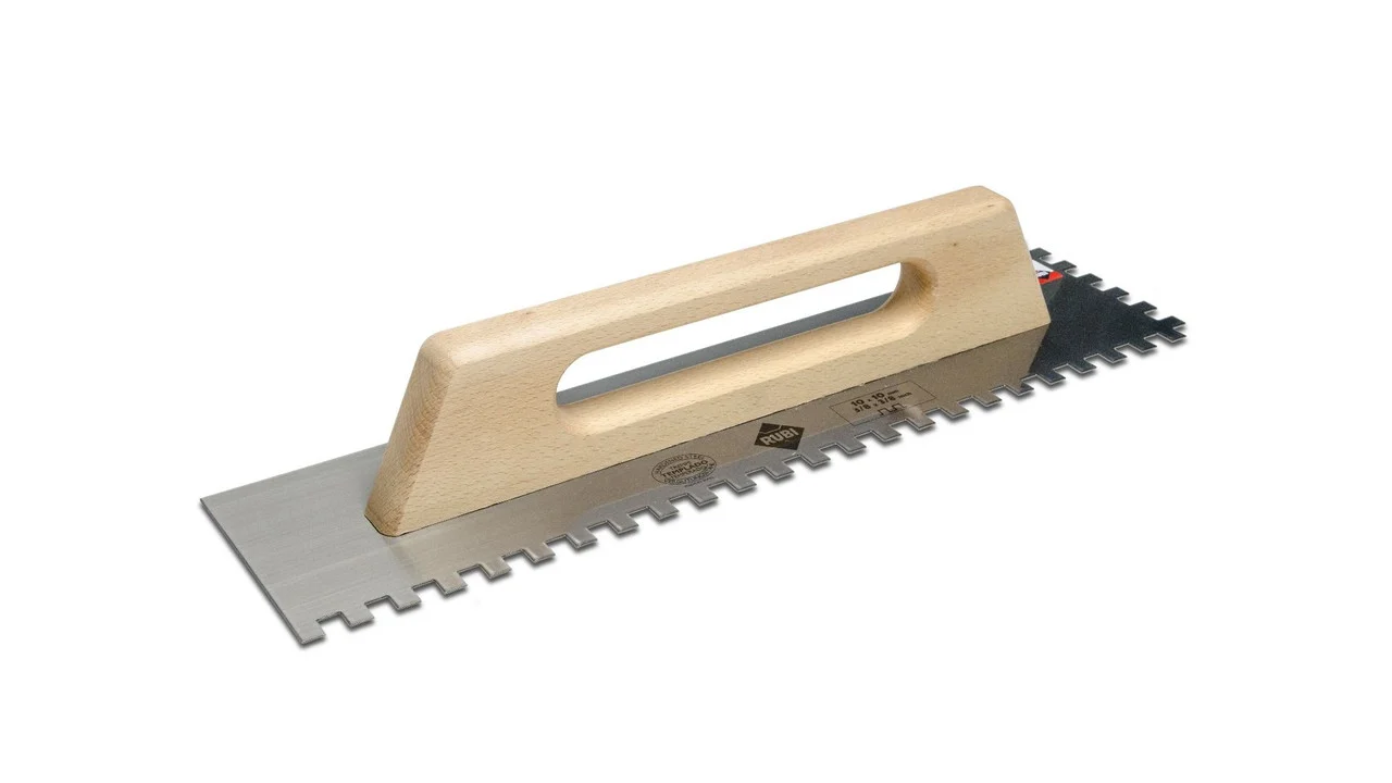 Rubi Tile Installation Tools STEEL NOTCHED trowel 19? Long 3/8? x 3/8? Wooden Ha