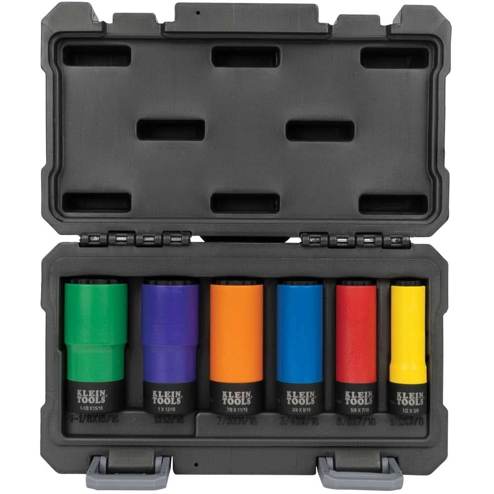 Klein Tools 66033 6-Piece Coated Socket Set, 12-Point