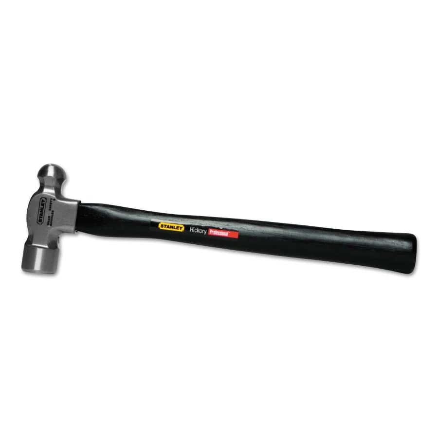 Stanley Ball Pein Hammer, Straight Hickory Handle, 13-1/4 in Overall Length, High Carbon Steel, 12 oz Head