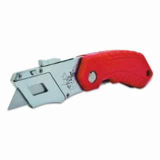 Stanley Folding Pocket Safety Knives,4.312 in,Folding Steel Blade,Bi-Material,Gray;Red (Discontinued)