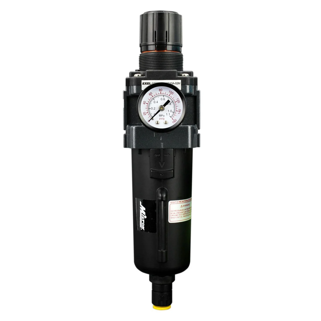 Milton? EXELAIR? FRL Piggyback Air Filter & Regulator, 1/4" NPT, Metal Bowl, Automatic Float