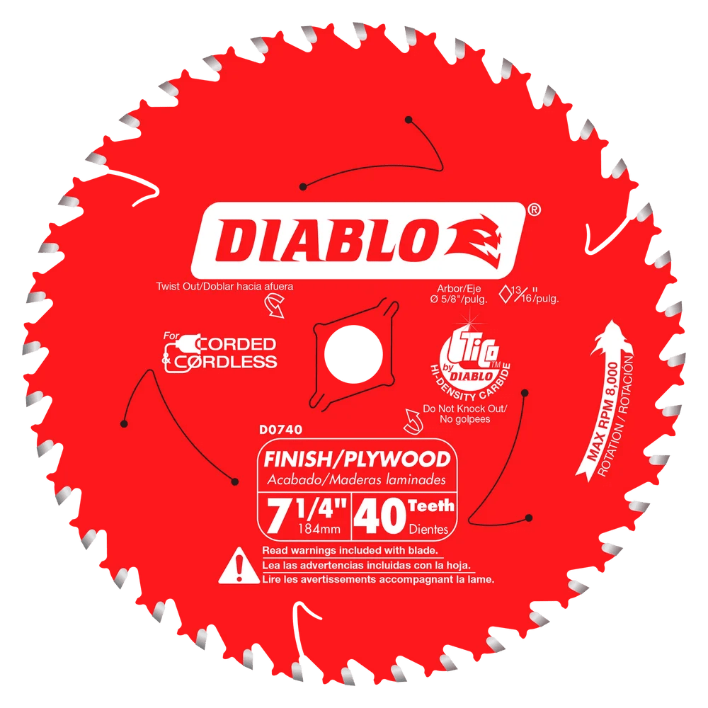 7-1/4 in. x 40 Tooth Finish Saw Blade - 15 per Order