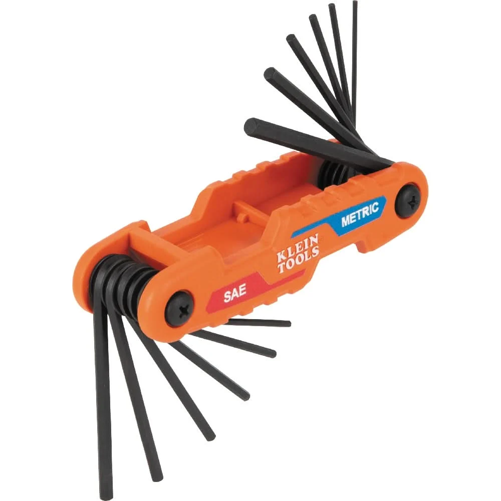 Klein Tools 70590 Compact Folding Hex Key Set, 12-Key, SAE, Metric Sizes