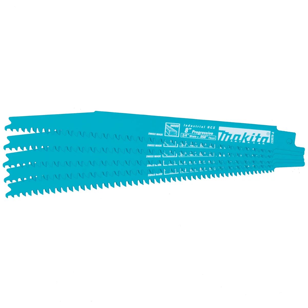 Makita 723078-A-5 8" Wood Cutting Recipro Saw Blade, Progressive, 5/pk