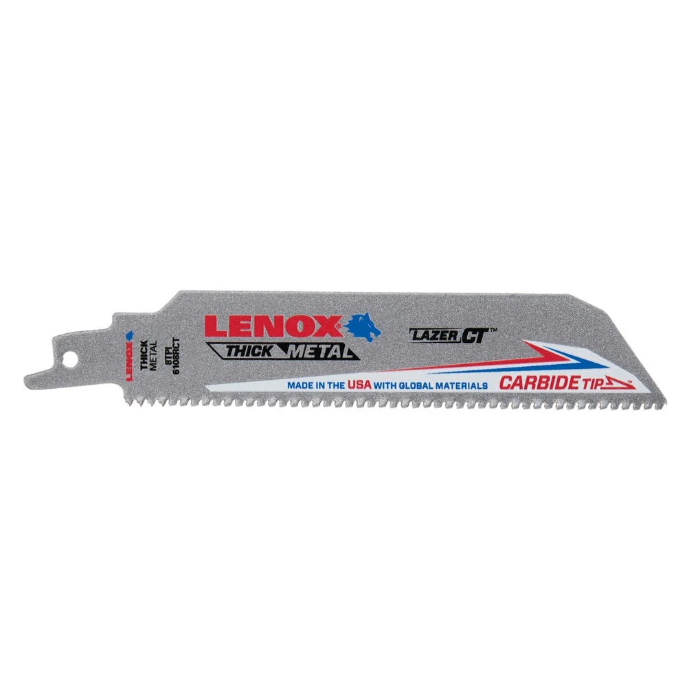 Lenox 2014220 6" x 1" x .050" Carbide Tip 8-TPI Reciprocating Saw Blade, 1-Pack
