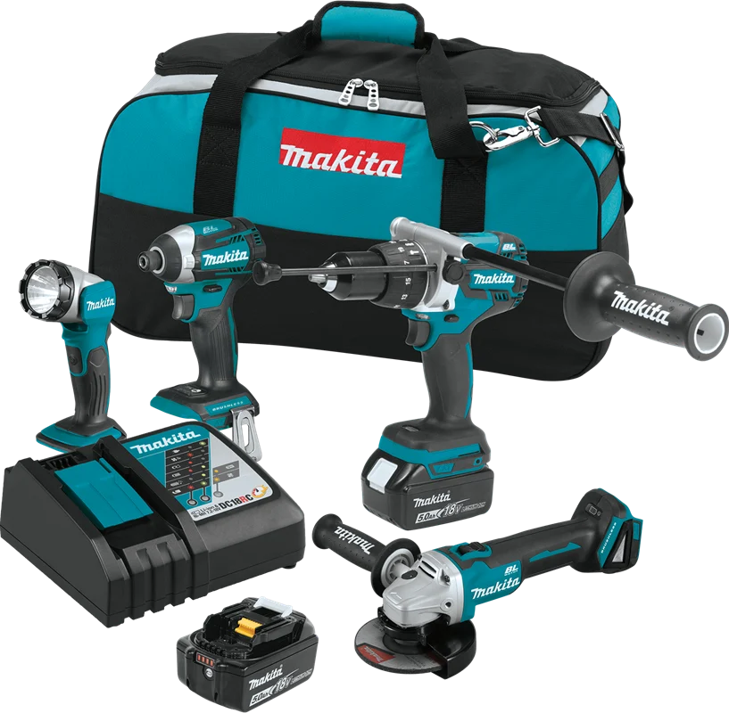 18V LXT? Lithium-Ion Brushless Cordless 4-Pc. Combo Kit (5.0Ah), High-luminance , XT451T