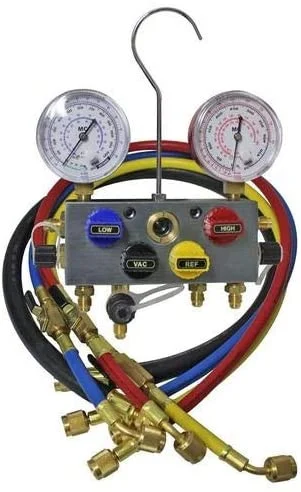 Mastercool 100-96472-A, 4-Way Aluminum Manifold Gauge Set