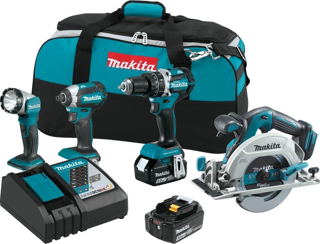 18V LXT? Lithium-Ion Brushless Cordless 4-Pc. Combo Kit (5.0Ah), High-luminance, XT446T