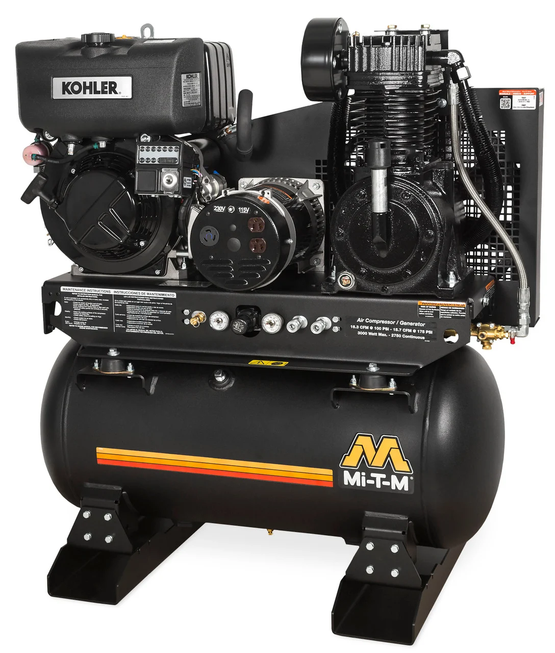 Mi-T-M AG2-SKD9-30M Diesel Air Compressor/Generator Combinations ,30-Gallon Two
