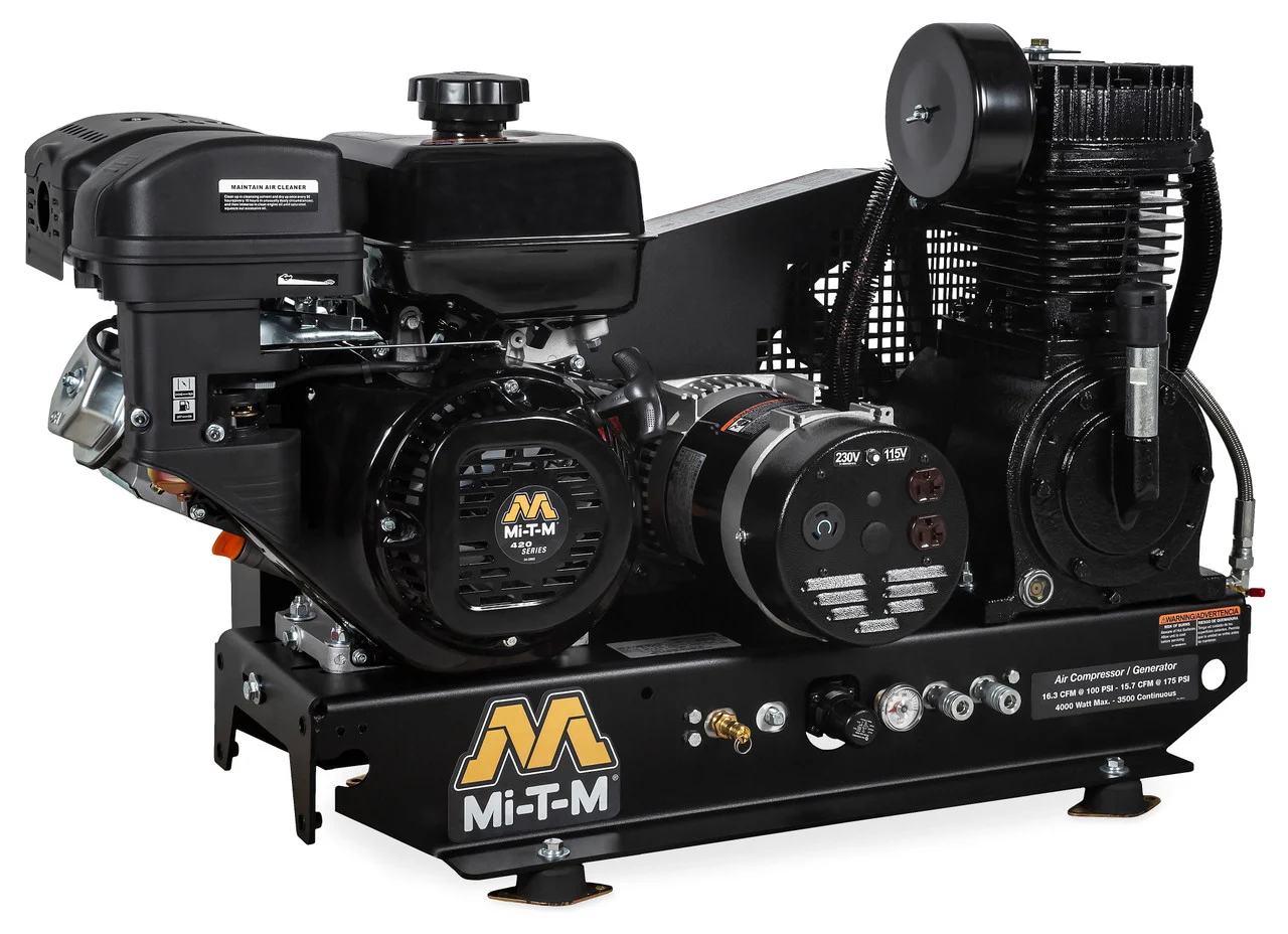 Mi-T-M AG2-SV14-B Gasoline Air Compressor/Generator Combinations ,Base-Mount Two