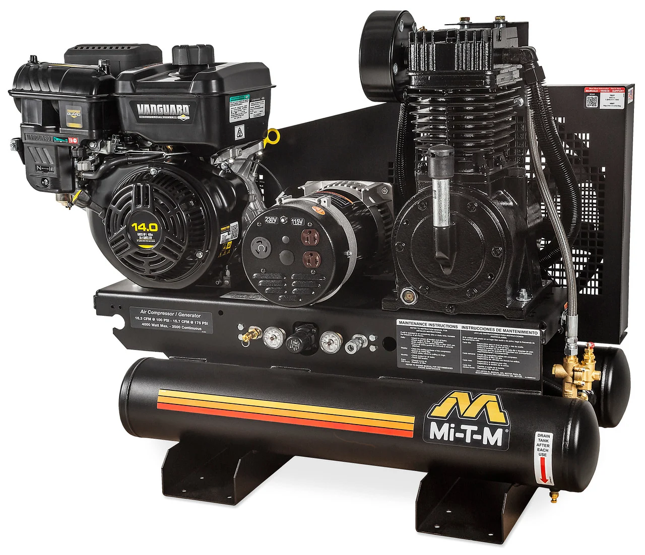 Mi-T-M AG2-SV14-08M1 Gasoline Air Compressor/Generator Combinations ,8-Gallon Two Stage Gasoline Combination