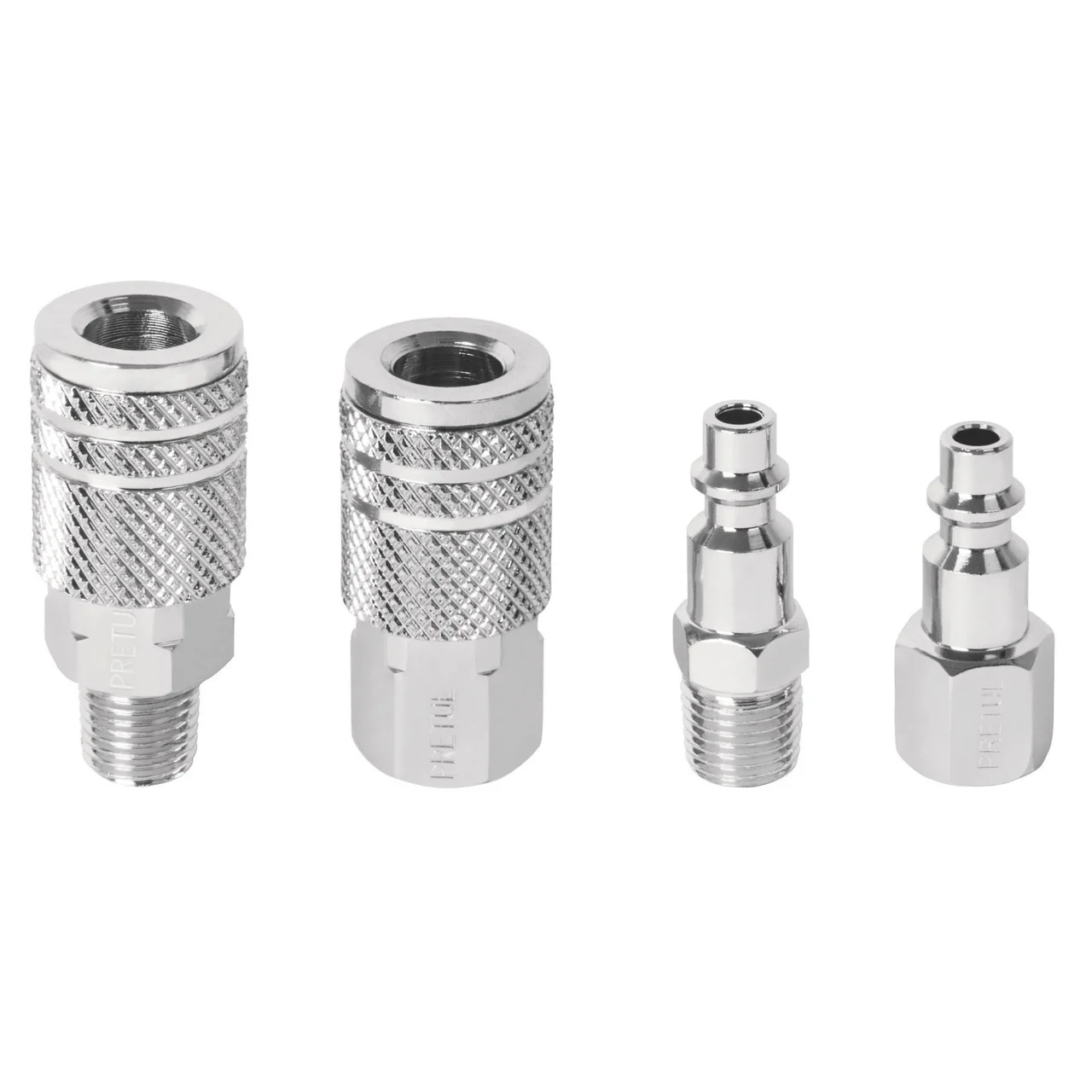 Pretul 4-Pc Chrome Plated SteelQuick-Connect Air Coupler and Plug Kit #27020-2 P