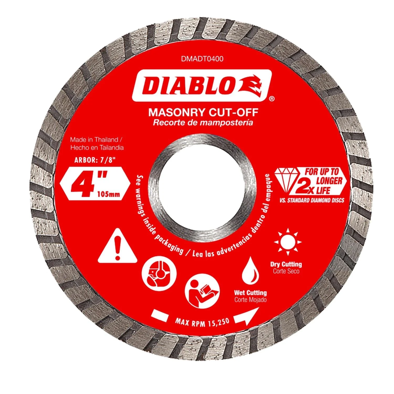 Diablo DMADT0400 4 in. Diamond Turbo Masonry Cut-Off Disc