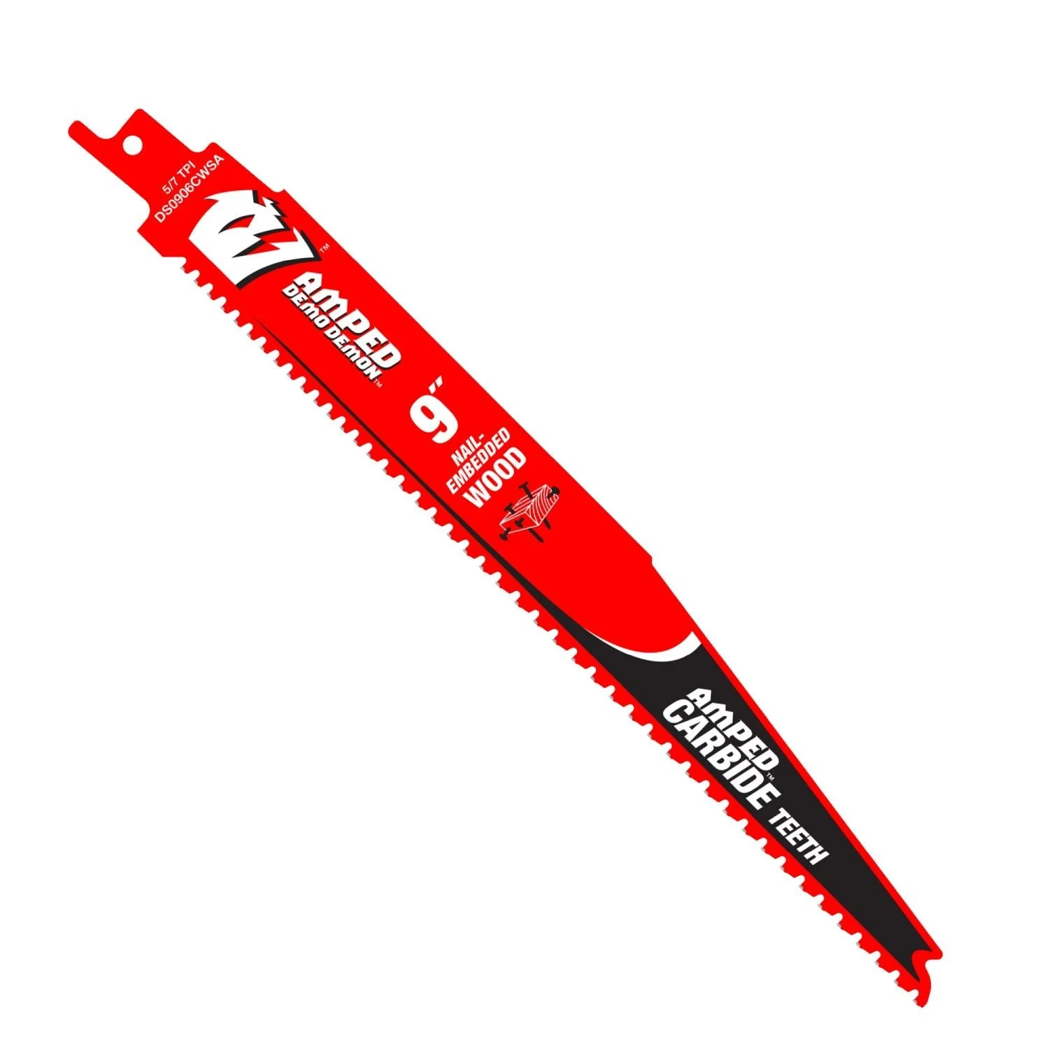 Diablo DS0906CWSA AMPED Demo Demon 9 in. 5/7 TPI Carbide Teeth Reciprocating Saw Blade for Nail-Embedded Wood