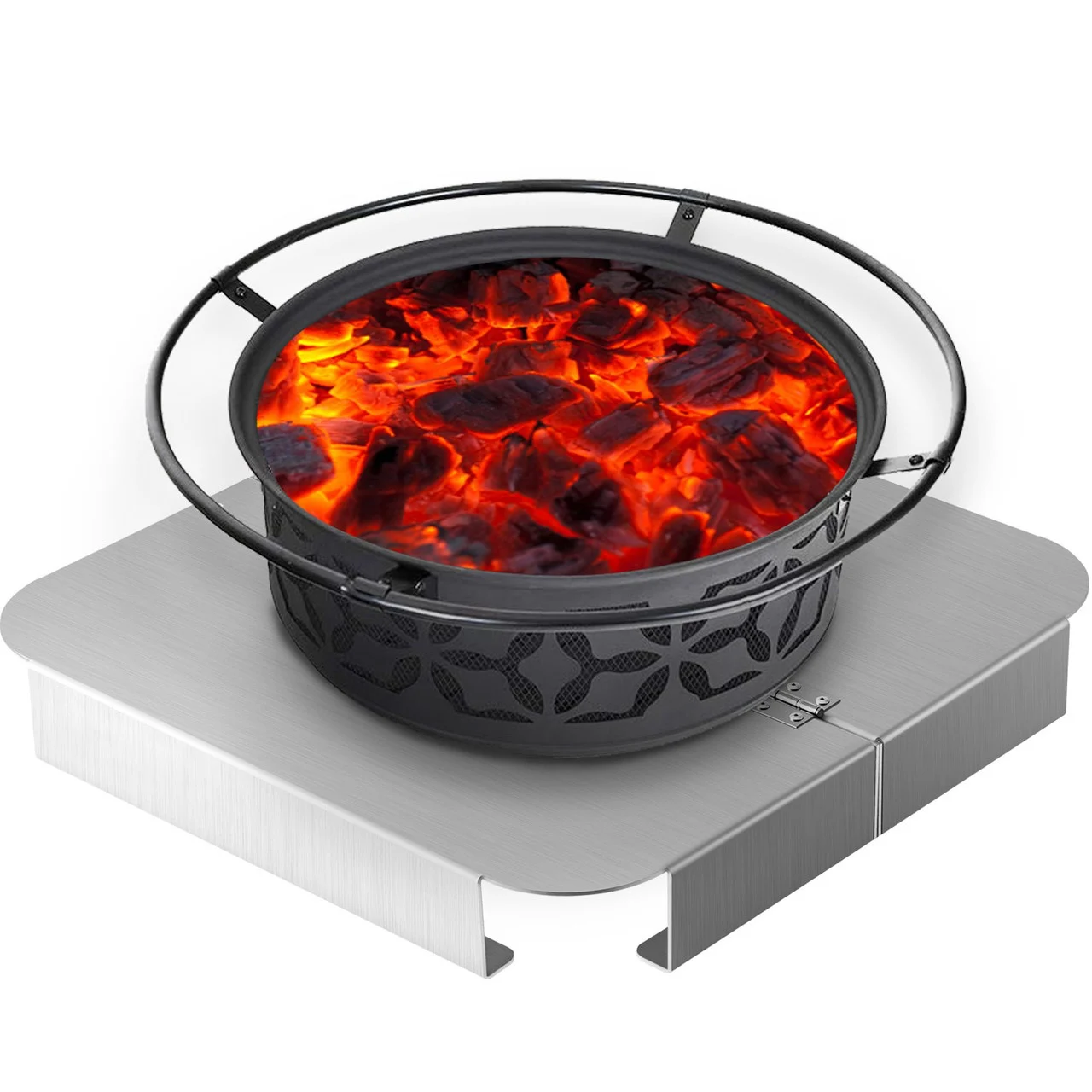 Fire Pit Heat Shield, 26 x 26 inch Deck Defender & Grass Guard, High Temp Fire Pit Heat Deflector, Fire Pit Mat for Grass Lawn Guarding, Fire Pit Pad for Outdoors, Bonfires, Wood Burning, Square