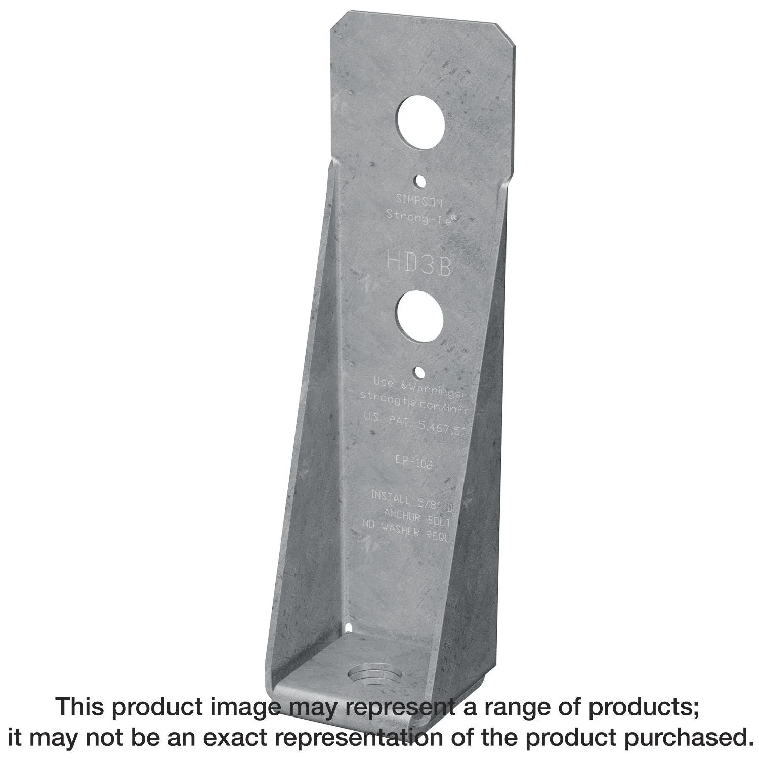 Simpson Strong-Tie HD3B HDB 8-5/8-in. 12-Gauge Galvanized Bolted Holdown