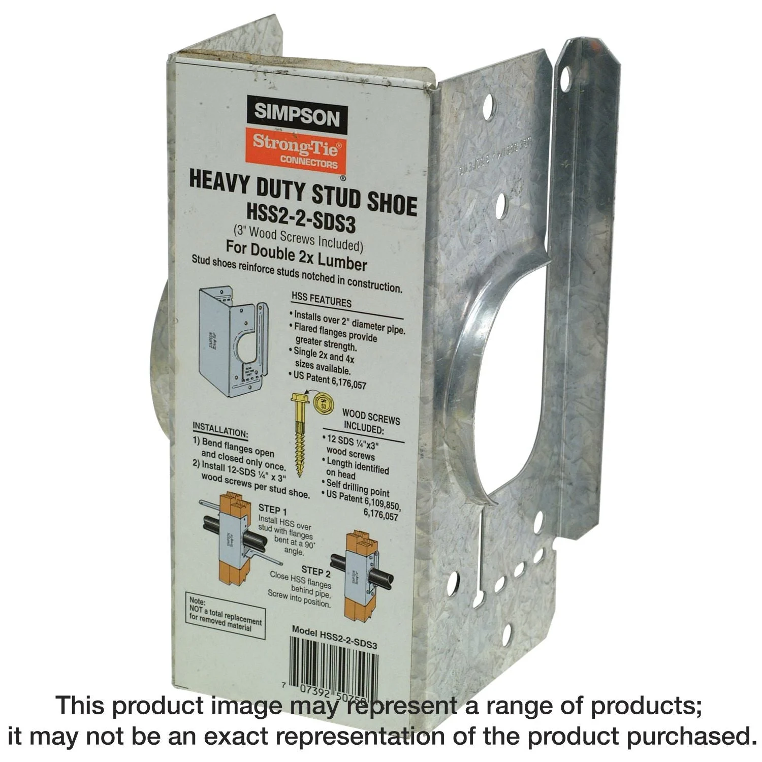 Simpson Strong-Tie HSS2-2-SDS3 HSS Galvanized Stud Shoe for Double 2x, with Strong-Drive SDS Screws