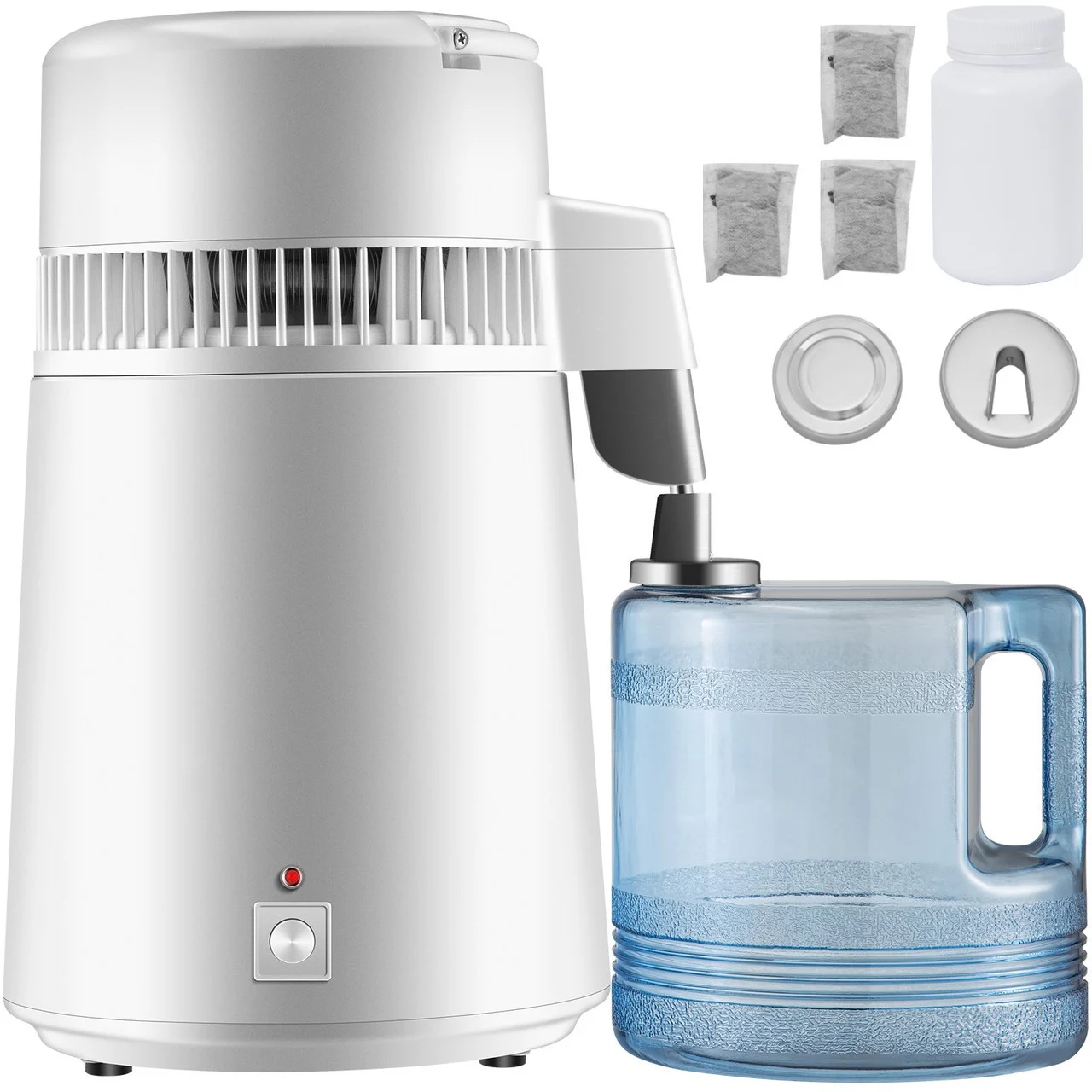 Stainless Steel Water Distiller 746W Water Distillation Kit 1 Gallon/4.3 L Water Distiller Home Countertop Connection Bottle Food-Grade Outlet Glass Container (Upgraded Design)