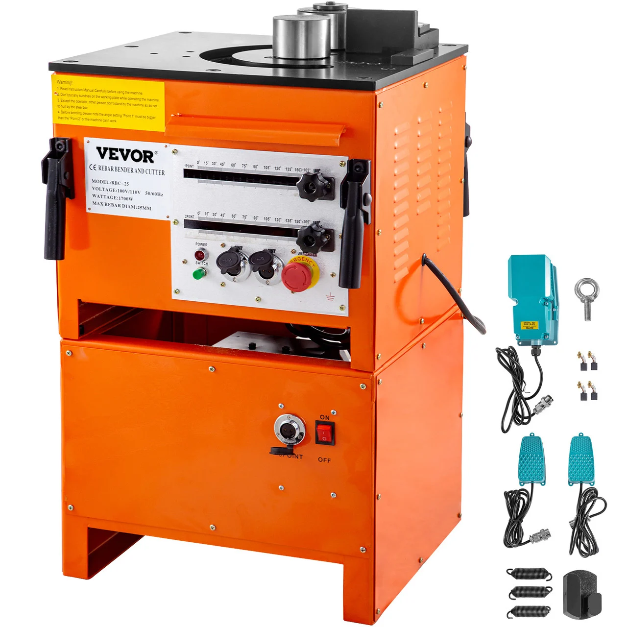 Hydraulic Rebar Bender 1700 Wattage Electric Rebar Bender and Cutter, 1''/25 mm Max Rebar Diameter, Rebar Steel Bender and Cutter Machine, Bending Machine For Bending Rebar, Steel Bar, Steel Rod