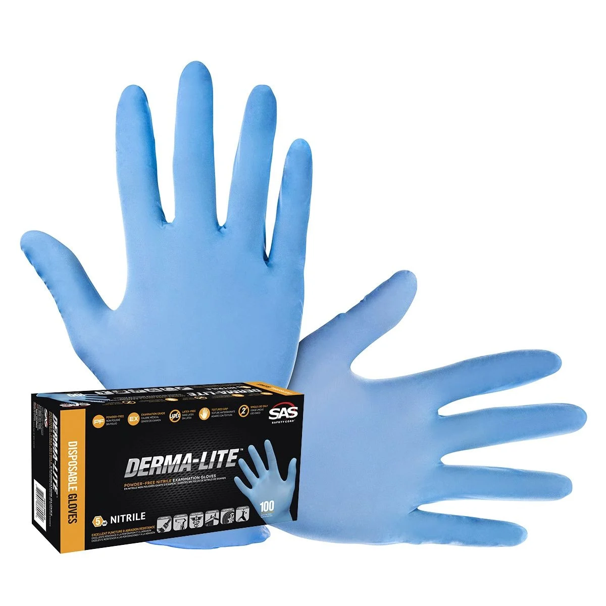 Box of 100 Derma-Lite Powdered Disp. Nitrile Gloves, XXL