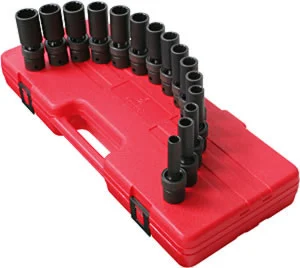 1/2 in Dr. Deep Universal 12 POINT Metric Impact Socket Set, 15 pc.