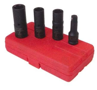 4pc 1/2 in Deep Thin Wall Impact Flip Socket Set SAE and Metric