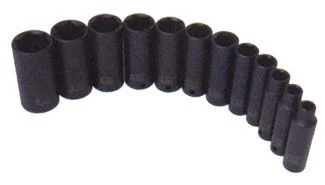 12pc 3/8 in dr. 6 Point Deep Impact Socket Set SAE