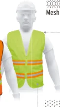 Truper High-Visibility Safety Vests w/ Zipper, 3/4" Double Reflective Strips, Ye