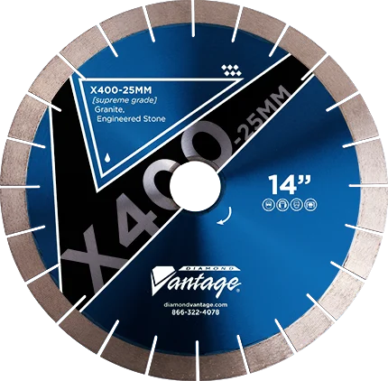 Diamond Vantage 16 X .125 X 50/60mm Silent Core Stone Blade, 25mm Segment Height