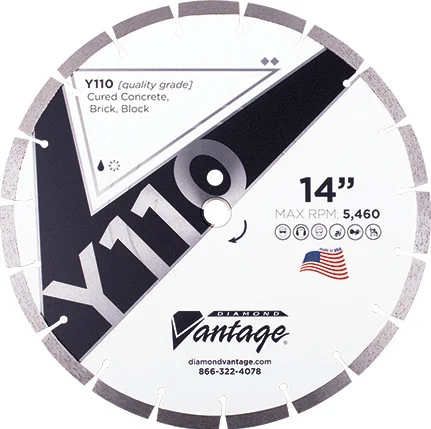 Diamond Vantage Y110 SERIES 20 x .140 x 1 inch Conc/Mas, Value Plus Grade, Segmented Blade