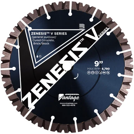 Diamond Vantage 12 x .125 x 20mm Concrete/Masonry, ZENESIS V Notch HS Blade, 15mm seg
