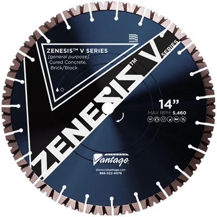 Diamond Vantage ZENESIS V SERIES ZX5 24 x .125 x 1 inch Concrete/Masonry, ZENESIS V Notch HS Blade, 15mm seg