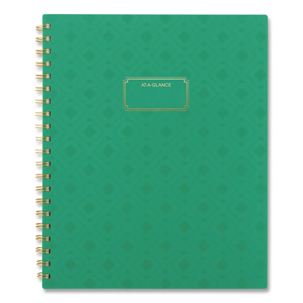 AT-A-GLANCE 11 in. x 8.5 in. 13-Month (Jan-Jan 2026) Badge Geo Weekly/Monthly Planner - Green Cover