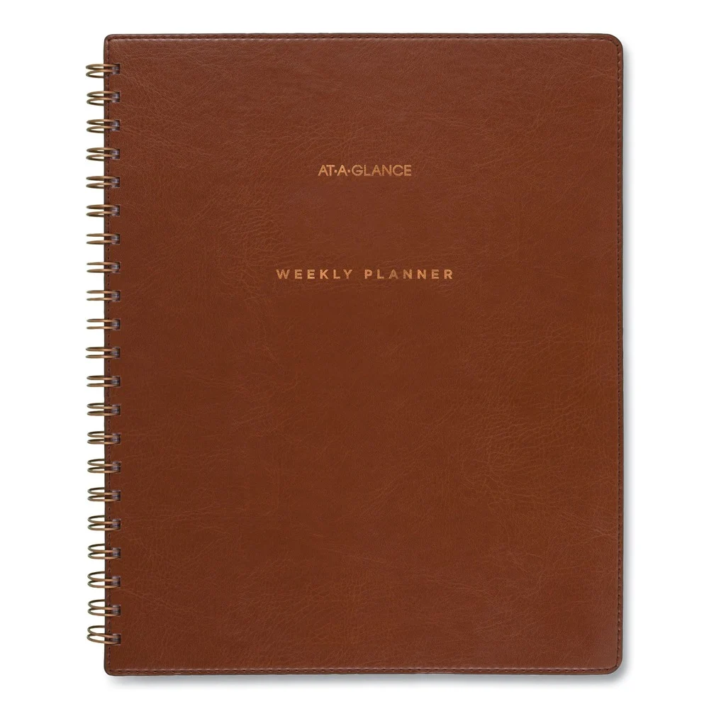 AT-A-GLANCE YP905A09 13-Month: Jul 2024 to Jul 2025 11.5 in. x 8 in. Signature Collection Academic Weekly/Monthly Planners - Distressed Brown Cover
