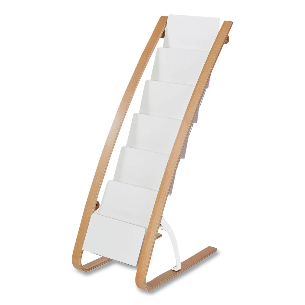 Alba 19.68 x 13.38 x 36.61 Literature Floor Display Rack - White/Woodgrain