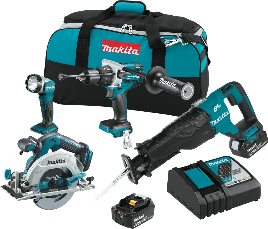 18V LXT? Lithium-Ion Brushless Cordless 4-Pc. Combo Kit (5.0Ah), High-luminance, XT448T