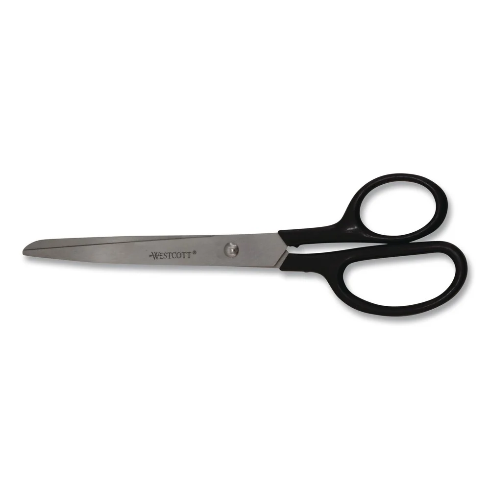 Westcott 13139 8 in. Long 3.13 in. Cut Length Straight Black Handle Design Line Straight Stainless Steel Scissors