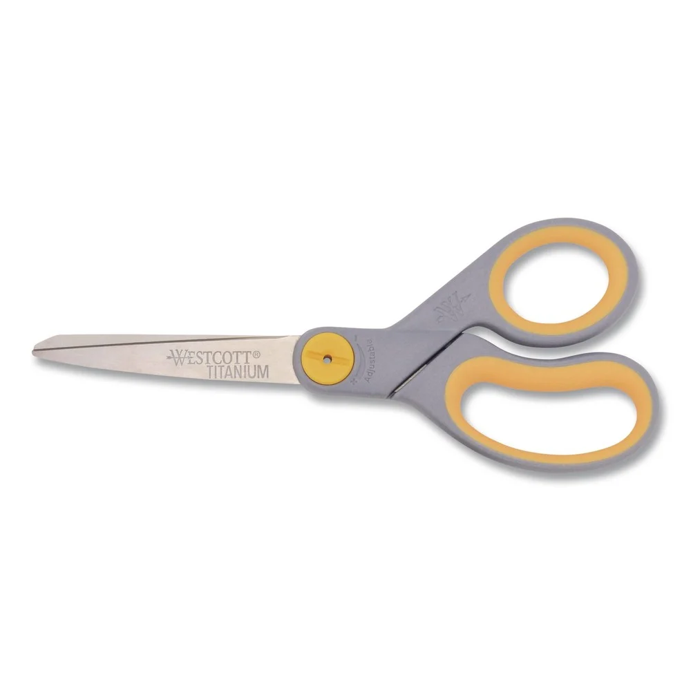 Westcott 8 in. Long 3.5 in. Cut Length Titanium Bonded Scissors - Straight Gray/Yellow Handle