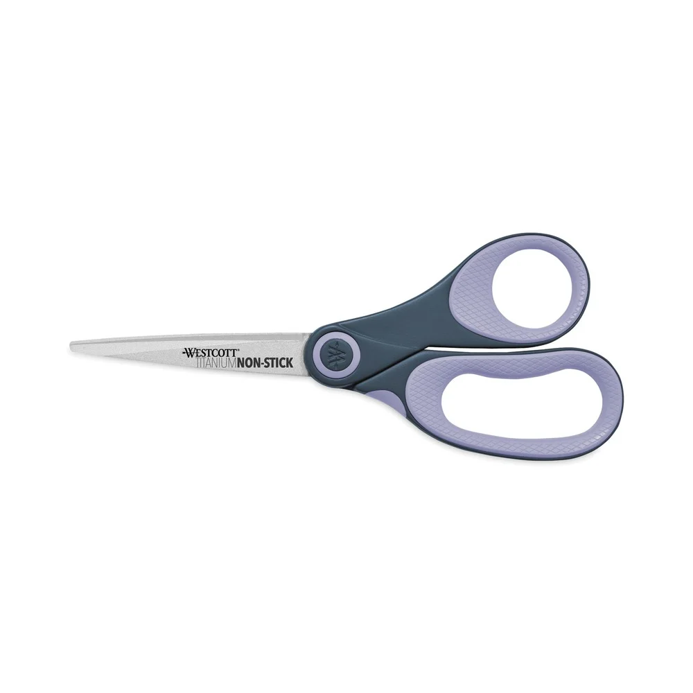 Westcott 14910 8 in. Non-Stick Straight Titanium Bonded Scissors - Gray/Purple